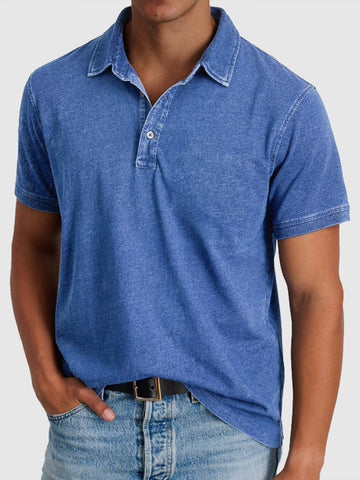 Men's Denim Short Sleeve Polo
