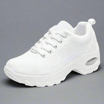 Women's Mesh Upper Lace-Up Sneakers - Air Cushioned Sole