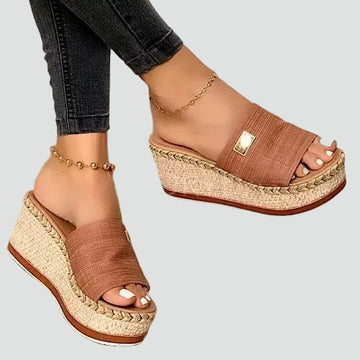 Women's Orthopedic Platform Wedges - Espadrille Sole Single Strap
