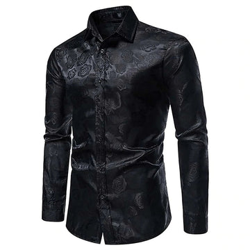 Men’s Elegant Long Sleeve Shirt – Gloss Finish Statement Piece for Special Occasions