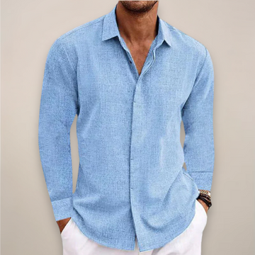 Men’s Linen Long Sleeve Shirt – Classic Button-Up with Tailored Fit