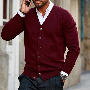 Men’s V-Neck Button Cardigan – Smart Casual Layer