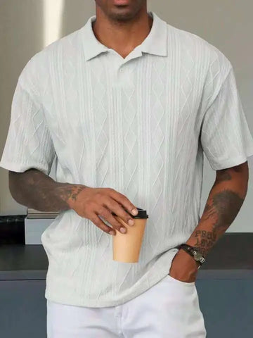 Men's Knit Short Sleeve Shirt - Contrast Collar Detail