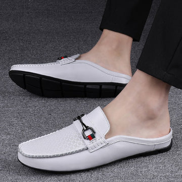 Men's Retro Backless Mule Loafers - Microfiber Slip-On Shoes