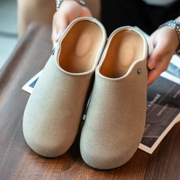 Men's Suede Closed Toe Mules - Slip On Flat Casual Shoes