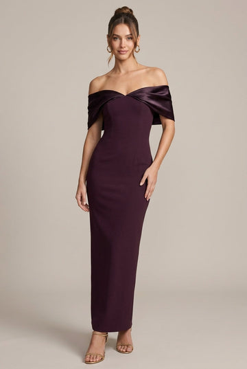 Women's Off Shoulder Twisted Bust Bodycon Maxi Dress