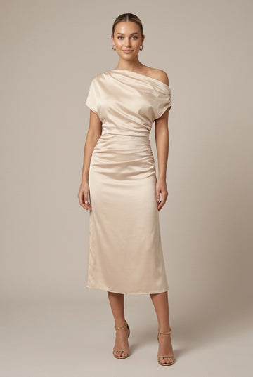 Women's One-Shoulder Side Split Midi Dress