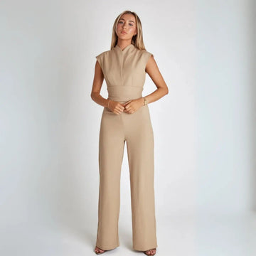 Women’s Sleeveless Tailored Jumpsuit with High Waist and Tie Back